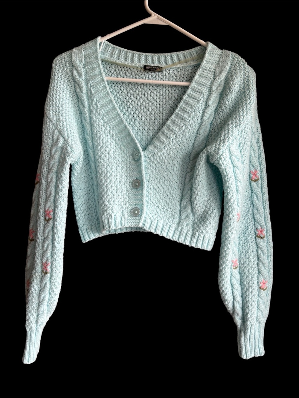 wild fable Cropped Cable Knit V-Neck Cardigan